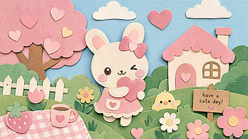 Cutecore — Winky Bunny Garden HD wallpaper