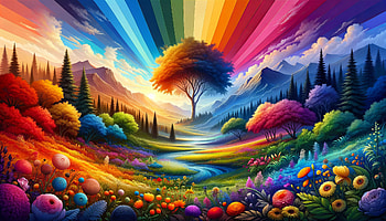 Colorful Spectrum Landscape, color spectrum, nature, landscape, colorful, flower HD wallpaper