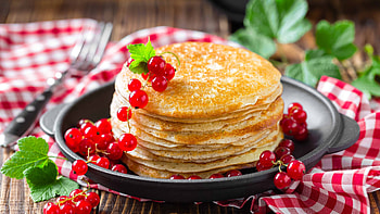 Red currant, Pancakes HD wallpaper
