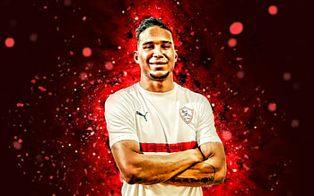 Seifeddine Jaziri, , 2021, tunisian footballers, Zamalek FC, Egyptian Premier League, soccer, football, red neon lights, Zamalek SC, Seifeddine Jaziri Zamalek, Seifeddine Jaziri HD wallpaper