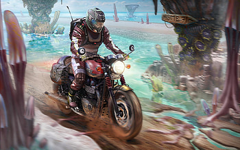 Triumph Motorcyle Rider, triumph, bikes, biker, artist, artwork, digital-art HD wallpaper