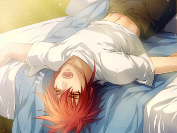 I'm So Exhausted....., Short Hair, Yellow Eyes, Bed, Anime, Cute, Sunshine, Lagi El Nagil, Wand of Fortune, Boy, Exhausted, Open Mouth, Red Hair HD wallpaper