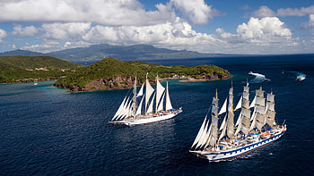 gorgeous sailing ships, clouds, straits, sail ships, islands HD wallpaper