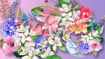 Summer Bliss, Firefox theme, summer, bouquets, butterfly, floral, flowers, spring, pastels HD wallpaper
