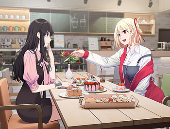 Chisato Nishikigi & Takina Inoue, Takina Inoue, Chisato Nishikigi, Anime, Lycoris Recoil HD wallpaper