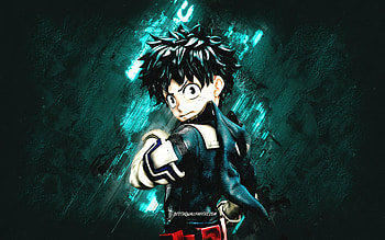 Midoriya Izuku, My Hero Academia, green stone background, Midoriya Izuku art, My Hero Academia characters, Japanese manga, anime characters, Midoriya Izuku character, Izuku Midoriya HD wallpaper