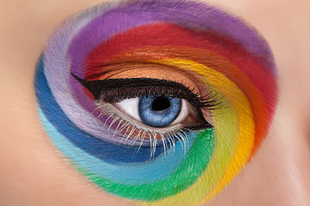 :), makeup, colorful, eye, rainbow HD wallpaper