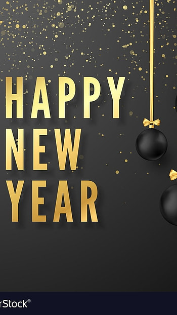 Happy New Year, Golden Theme, black theme, golden, theme HD phone wallpaper