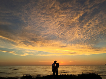 Nature, Sunset, Couple, Pair, Romance, Kiss HD wallpaper