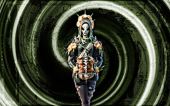 Catrina, green grunge background, Fortnite, vortex, Fortnite characters, Catrina Skin, Fortnite Battle Royale, Catrina Fortnite HD wallpaper