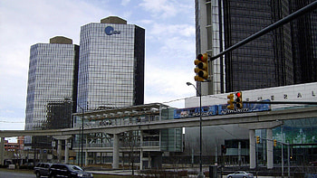 Detroit, Michigan, buildings, Detroit, people mover, sky HD wallpaper