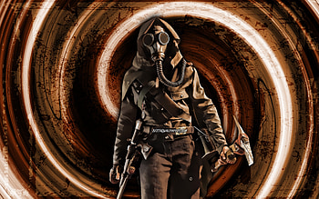 Ilse Schattenwolf, brown grunge background, Battlefield V, fan art, Battlefield characters, Battlefield V Elites, soldiers, Battlefield 5, vortex, Ilse Schattenwolf Battlefield HD wallpaper
