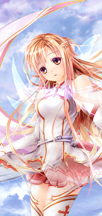Anime, Sword Art Online, Purple Eyes, Skirt, Asuna Yuuki, Long Hair, Blonde HD phone wallpaper