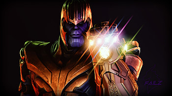 Thanos, super villain, stones, artwork, 2018 HD wallpaper