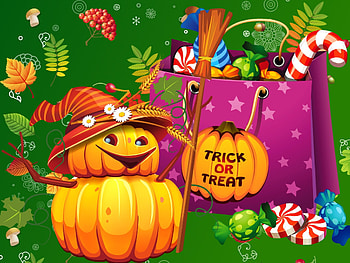 Trick or Treat, Halloween, Candy, Pumpkin HD wallpaper