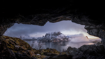 Reflective Norway Mountains Fog Lake, norway, mountains, mountain, lake, sky, clouds, nature HD wallpaper