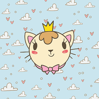 Art, Clouds, Cat, Kitty, Kitten, Crown HD phone wallpaper