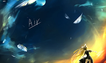 Air TV , sunshine, kamio misuzu, schoolgirl, feathers, air tv, ribbon, long hair, artistic, air, blonde hair HD wallpaper