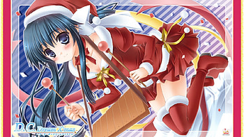 anime(christmas), breasts, anime, christmas, cute, girl HD wallpaper