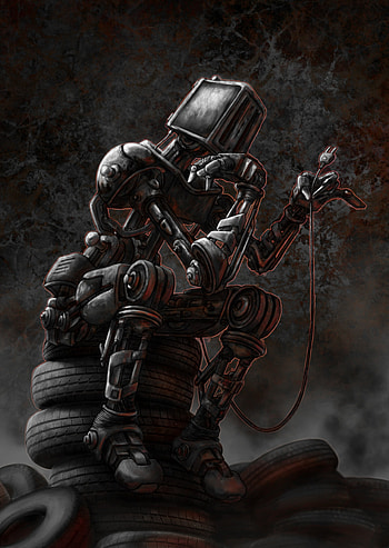 Art, Sadness, Robot, Sorrow, Think, Tires HD phone wallpaper