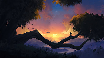 Admiring The Sunrise, sunrise, morning, artist, artwork, digital-art, deviantart HD wallpaper
