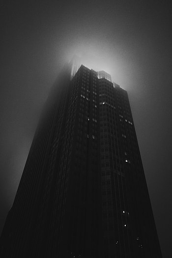 Skyscraper, Building, Dark, Fog, Bw, Chb, Tower HD phone wallpaper