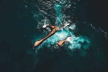 Rocks, sea, aerial view HD wallpaper