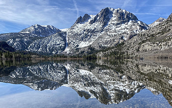 Eastern Sierra Nevada, Silver Lake, California, reflection, clouds, sky, water, mountains, usa HD wallpaper