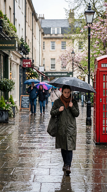 Spring Rain Stroll | Umbrellas & Blooms | Rainy Street Calm, Woman HD phone wallpaper