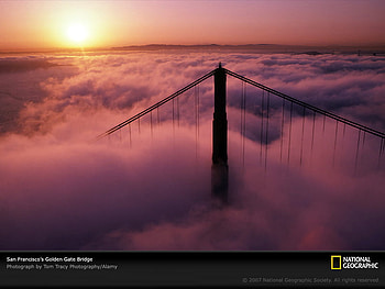 Golden gate in the clouds, bridge, nature, architecture, golden gate HD wallpaper