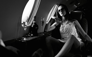 Private Jet, sexy, beautiful, models, people, b and w HD wallpaper