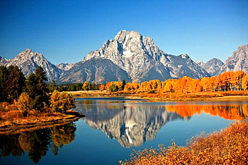 Mountains Reflection, reflection, , trees, autumn, beautiful, mountains, lake HD wallpaper