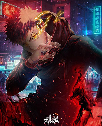 Yuji Itadori, red, jujutsu_kaisen, main_character, art, light, jjk_movie_zero, protagonist, yuji_itadori, anime, sukuna HD phone wallpaper