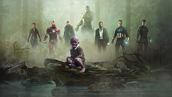 Avengers Vs Kid Thanos, avengers, thanos, superheroes, artwork HD wallpaper