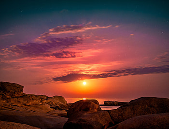 Nature, Sunset, Sky, Sea, Rocks, Spain HD wallpaper
