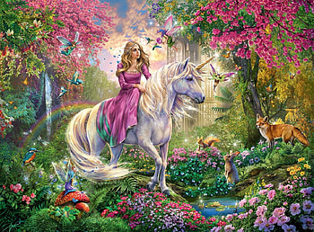 :), girl, pink, princess, art, fantasy, unicorn HD wallpaper