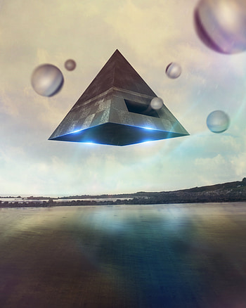 3D, Shapes, Shape, Balls, Levitation, Pyramid HD phone wallpaper