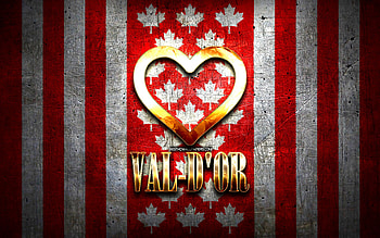 I Love Val-dOr, canadian cities, golden inscription, Day of Val-dOr, Canada, golden heart, Val-dOr with flag, Val-dOr, favorite cities, Love Val-dOr HD wallpaper