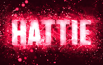 Happy Birtay Hattie, , pink neon lights, Hattie name, creative, Hattie Happy Birtay, Hattie Birtay, popular american female names, with Hattie name, Hattie HD wallpaper