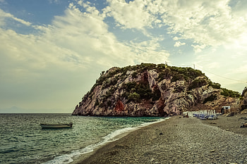 Nature, Sea, Rock, Shore, Bank, Boat HD wallpaper