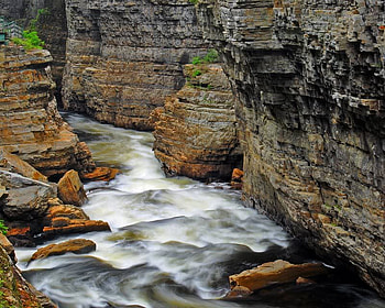 Ausable Chasm, river, wall, water, rock HD wallpaper