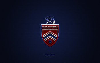 Kuala Lumpur City FC, Malaysian football club, red logo, blue carbon fiber background, Malaysia Super League, football, Kuala Lumpur, Malaysia, Kuala Lumpur City FC logo HD wallpaper