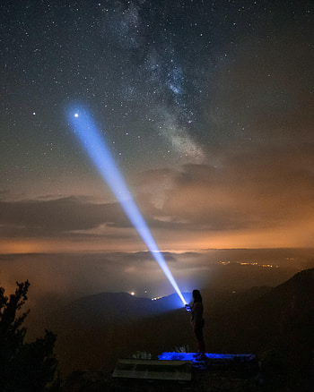 Night, Dark, Starry Sky, Girl, Glow, Flashlight HD phone wallpaper
