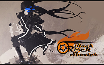 Rocking the Black Star, sexy, awesome, hot, black rock shooter, cute, beautiful, black hair, long hair, brs, beauty, blade, badass, anime girl, weapon, cool HD wallpaper