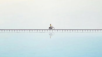 Riding On Bridge Minimal, bicycle, minimalism, minimalist, artist, artwork, digital-art HD wallpaper