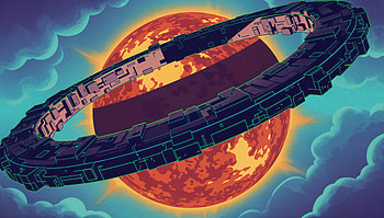 Crimson Star Ring —, Space Station, Planet HD wallpaper