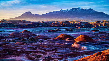 Martian Landscape in Utah, landscape, sky, hills, rocks, usa HD wallpaper