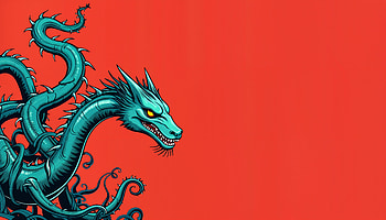 Vibrant Hydra: Stunning Ultra, hydra, dragon, illustration, turquoise, red HD wallpaper