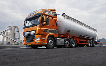 2022, DAF CF, , front view, exterior, fuel truck, orange DAF CF, fuel transport, gasoline delivery, new trucks, DAF HD wallpaper