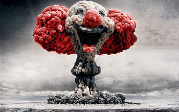 Clown Mushroom Cloud Art, clown, cloud, artist, digital-art HD wallpaper